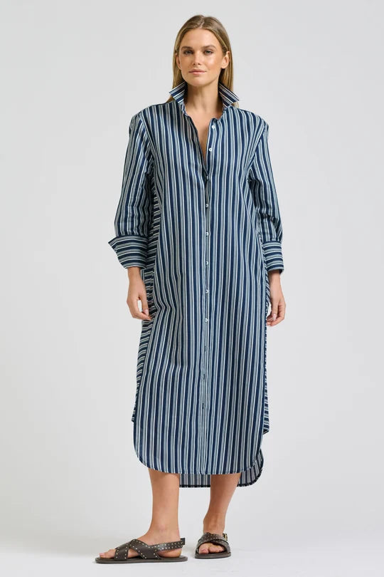 Andrea Shirtdress - Bold Navy Stripe