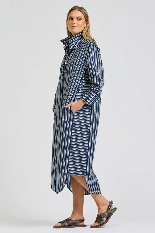 Andrea Shirtdress - Bold Navy Stripe