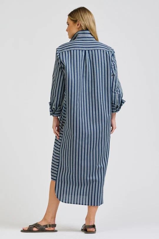 Andrea Shirtdress - Bold Navy Stripe