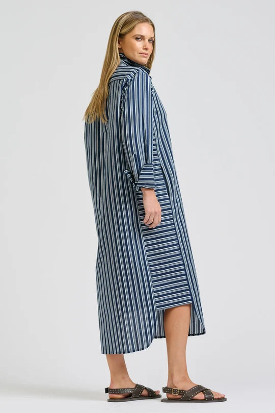 Andrea Shirtdress - Bold Navy Stripe