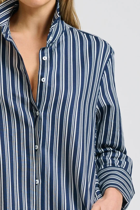 Andrea Shirtdress - Bold Navy Stripe
