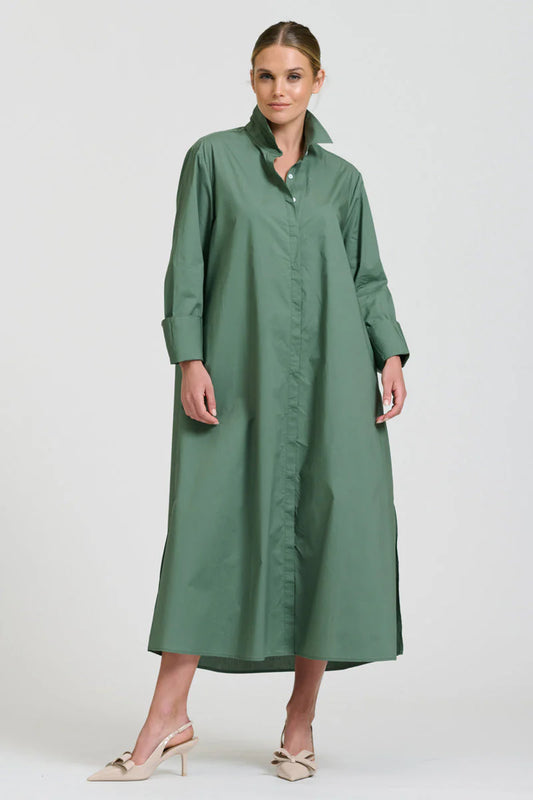 The Amelie Shirt Dress - Sage
