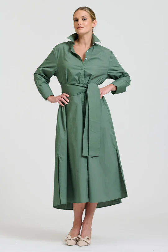 The Amelie Shirt Dress - Sage