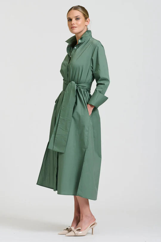 The Amelie Shirt Dress - Sage