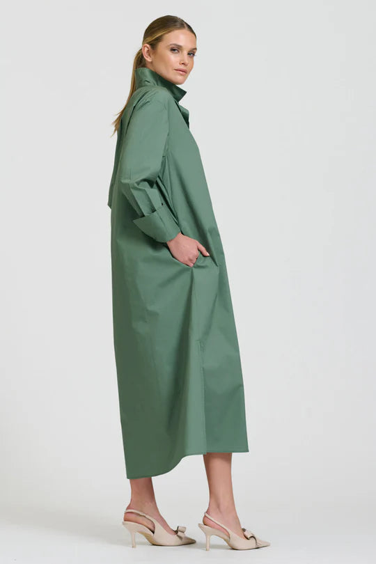 The Amelie Shirt Dress - Sage