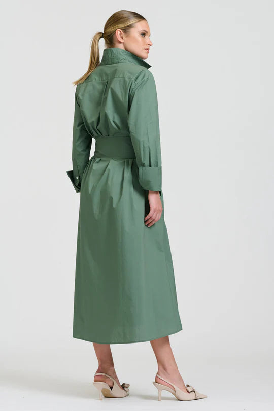 The Amelie Shirt Dress - Sage