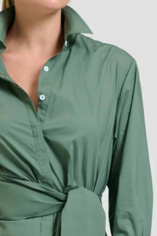 The Amelie Shirt Dress - Sage