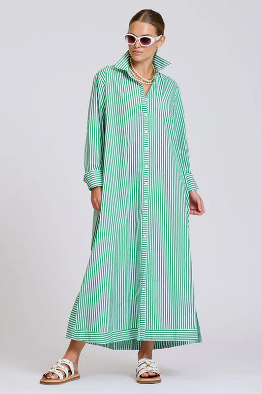 The Sybil Oversized Dress - Bright Green Stripe