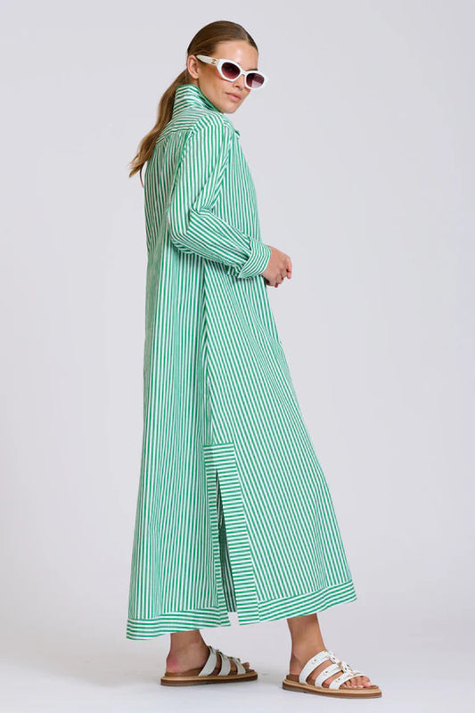 The Sybil Oversized Dress - Bright Green Stripe