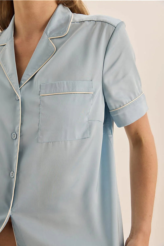 Sonia Satin Short PJ Set - Blue