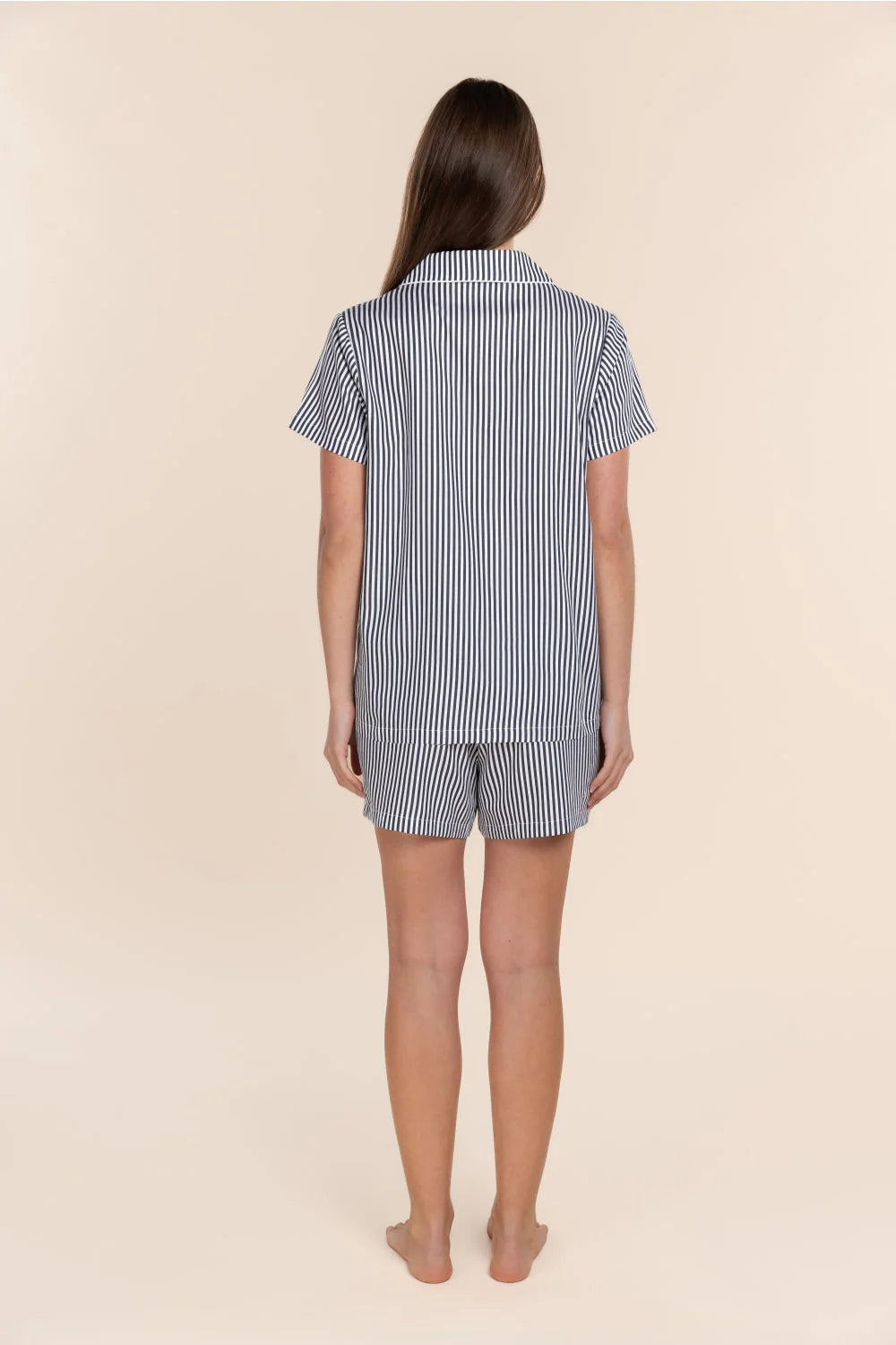 Camilla Cotton Short PJ Set - Navy Stripe