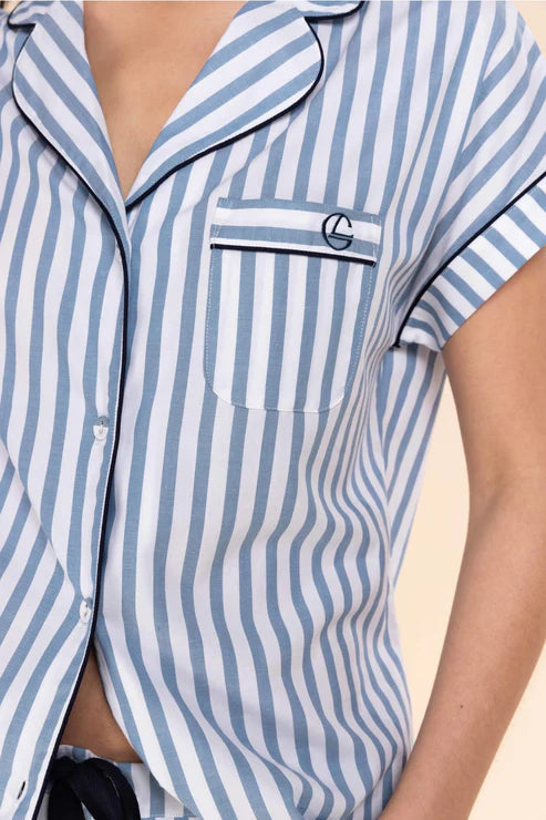 Winona Cotton Sateen - Blue Stripe