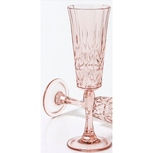 Acrylic Crystal Cut Champagne Flute - Pink