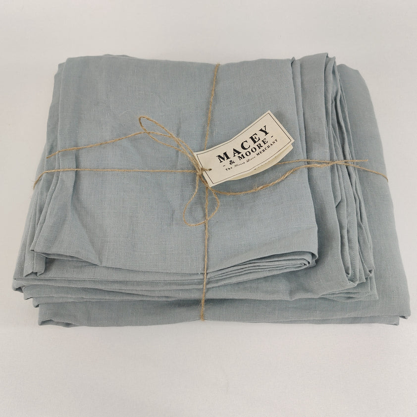Pure French Linen Quilt Cover Set Duck Egg Blue -  Queen