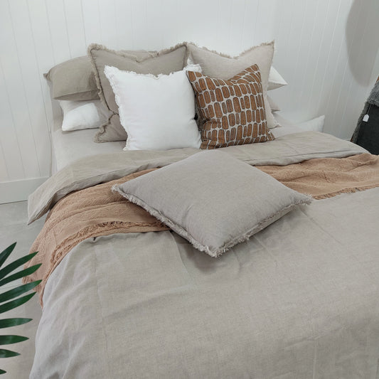Pure French Linen Quilt Cover Set - Natural - Queen size