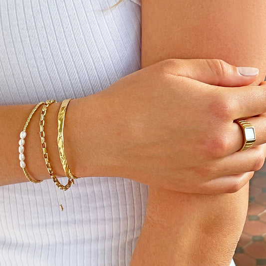 SELINE GOLD AND PEARL BRACELET BY ARMS OF EVE