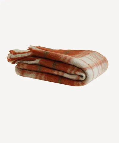 Plaid Orange Throw