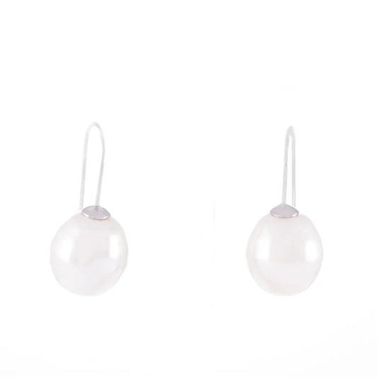 Freshwater Pearl Drop Earrings - Silver