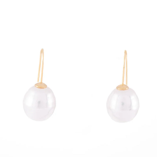Freshwater Pearl Drop Earrings - Gold
